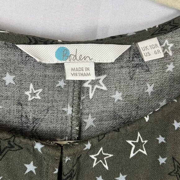 Boden Vanessa Shift Dress Women 6 Green Star Pattern Long Sleeves Mini Short - Picture 11 of 11